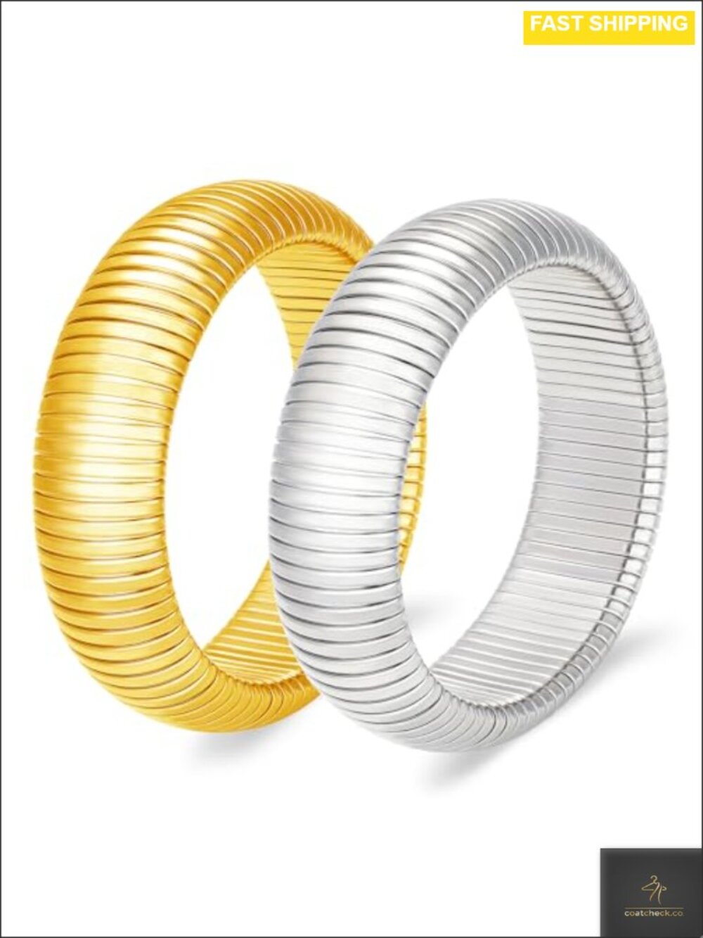 18K Gold Filled Stainless Steel Chunky Stretch Snake Chain Bangle Bracelet Stack